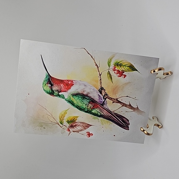 4x6‎ Hummingbird Watercolor Oil Painting Art Print - Picture 4 of 4